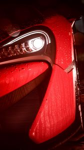 Preview wallpaper car, headlight, drops, rain, art