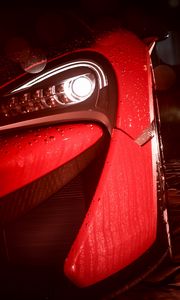 Preview wallpaper car, headlight, drops, rain, art