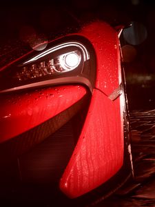 Preview wallpaper car, headlight, drops, rain, art