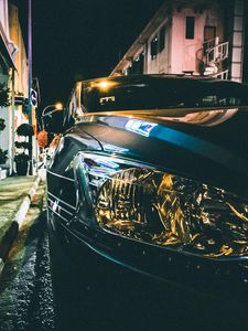 Preview wallpaper car, headlight, evening