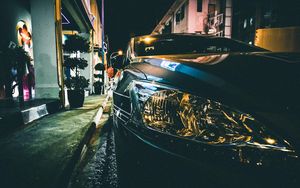 Preview wallpaper car, headlight, evening