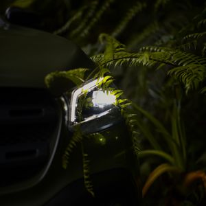 Preview wallpaper car, headlight, fern, light, night