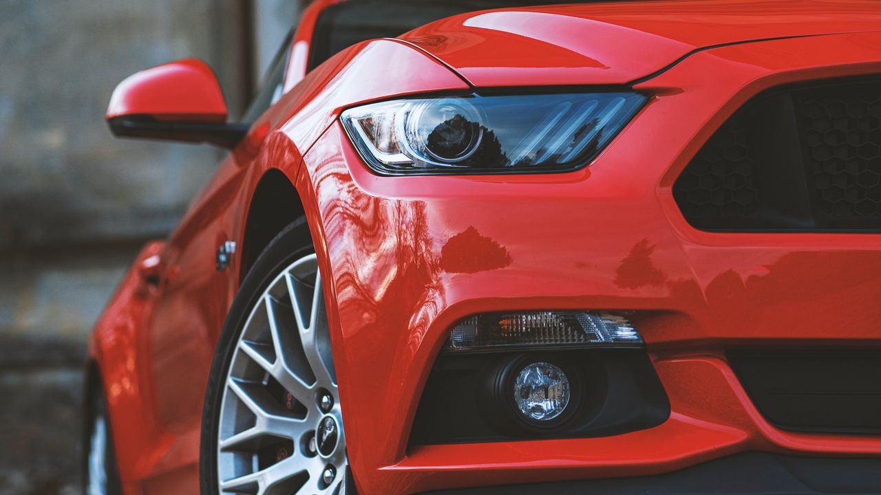 Wallpaper car, headlight, front view, red