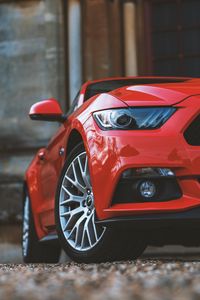 Preview wallpaper car, headlight, front view, red