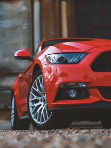 Preview wallpaper car, headlight, front view, red