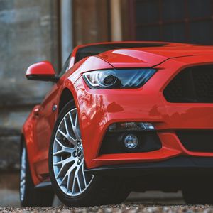 Preview wallpaper car, headlight, front view, red