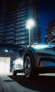 Preview wallpaper car, headlight, gray, light, night