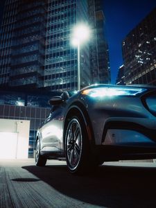 Preview wallpaper car, headlight, gray, light, night