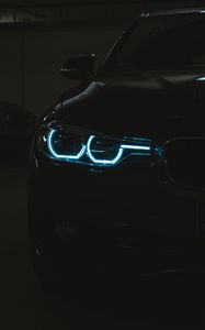 Preview wallpaper car, headlight, light, black, dark