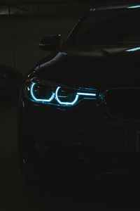 Preview wallpaper car, headlight, light, black, dark