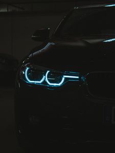 Preview wallpaper car, headlight, light, black, dark
