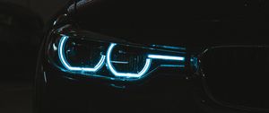 Preview wallpaper car, headlight, light, black, dark