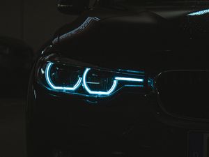 Preview wallpaper car, headlight, light, black, dark