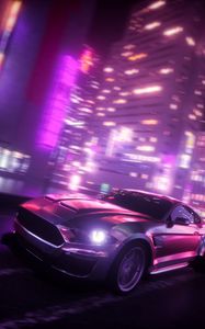 Preview wallpaper car, headlight, neon, night, lights, art