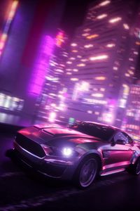 Preview wallpaper car, headlight, neon, night, lights, art