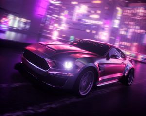 Preview wallpaper car, headlight, neon, night, lights, art