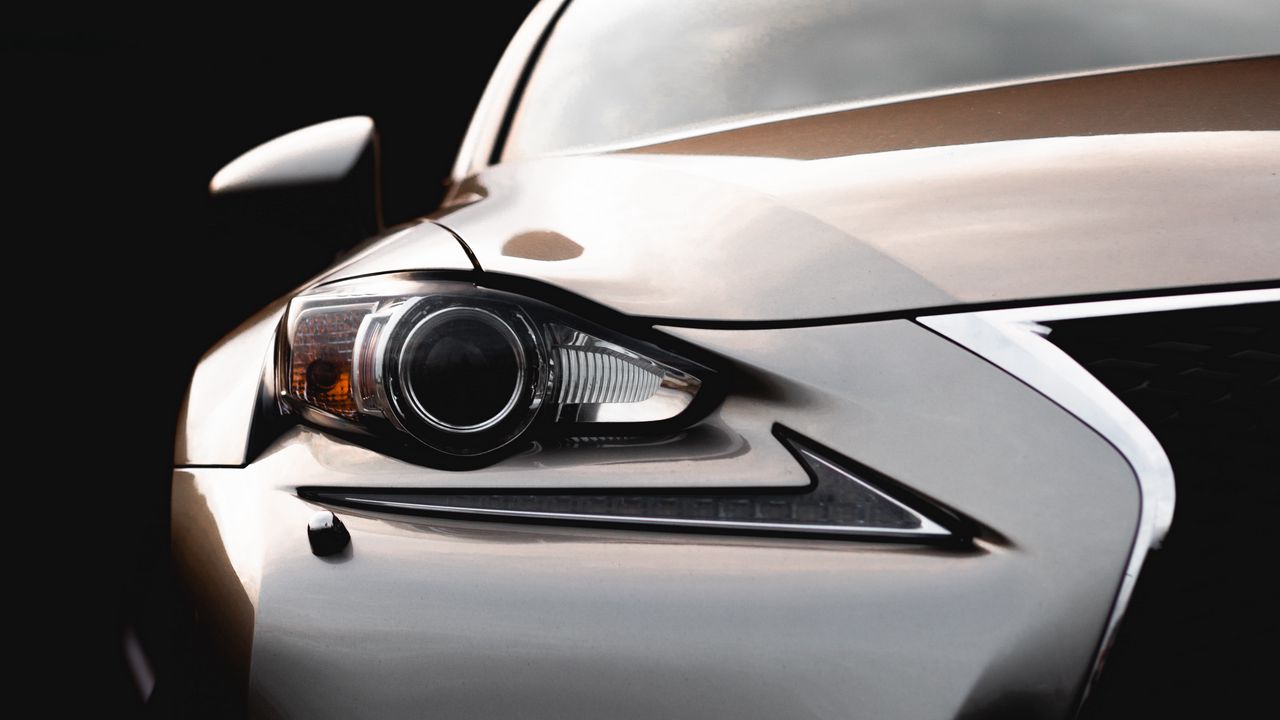 Wallpaper car, headlight, optics, front view, closeup