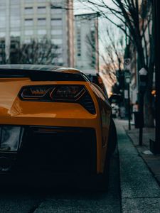 Preview wallpaper car, headlight, rear view, orange