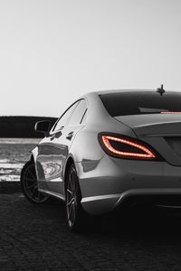 Preview wallpaper car, headlight, rear view, sports car, bw