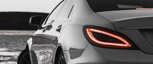 Preview wallpaper car, headlight, rear view, sports car, bw