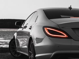 Preview wallpaper car, headlight, rear view, sports car, bw