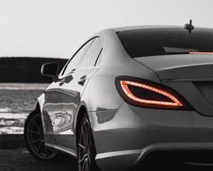 Preview wallpaper car, headlight, rear view, sports car, bw