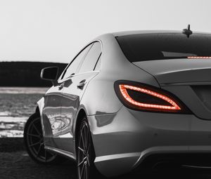 Preview wallpaper car, headlight, rear view, sports car, bw