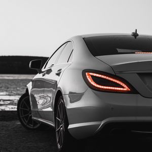 Preview wallpaper car, headlight, rear view, sports car, bw