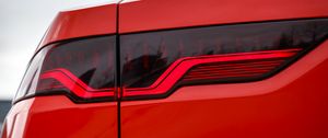 Preview wallpaper car, headlight, red, rear view, closeup