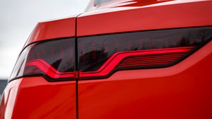 Preview wallpaper car, headlight, red, rear view, closeup