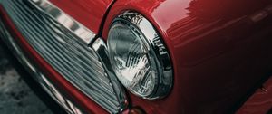 Preview wallpaper car, headlight, red, retro, vintage