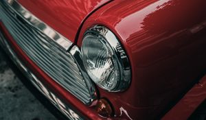 Preview wallpaper car, headlight, red, retro, vintage