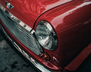Preview wallpaper car, headlight, red, retro, vintage