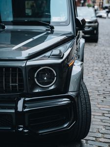Preview wallpaper car, headlight, suv, black