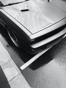 Preview wallpaper car, headlight, wet, bw
