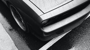 Preview wallpaper car, headlight, wet, bw