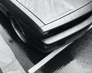 Preview wallpaper car, headlight, wet, bw