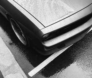 Preview wallpaper car, headlight, wet, bw