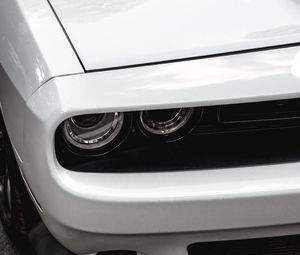 Preview wallpaper car, headlight, white, front view, close-up