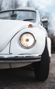 Preview wallpaper car, headlight, white, old, retro