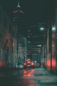 Preview wallpaper car, headlights, glow, street, dark