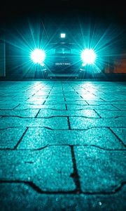 Preview wallpaper car, headlights, light, bright, night, darkness