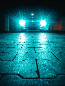 Preview wallpaper car, headlights, light, bright, night, darkness