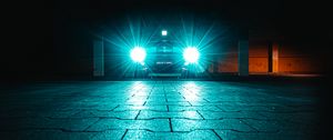 Preview wallpaper car, headlights, light, bright, night, darkness