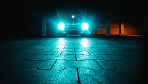 Preview wallpaper car, headlights, light, bright, night, darkness