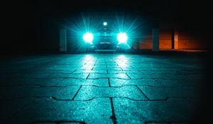 Preview wallpaper car, headlights, light, bright, night, darkness