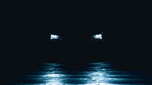 Preview wallpaper car, headlights, light, dark