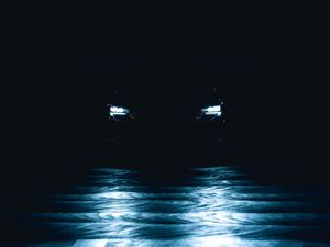 Preview wallpaper car, headlights, light, dark