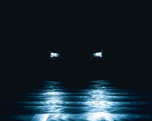 Preview wallpaper car, headlights, light, dark