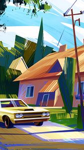 Preview wallpaper car, house, art, colorful